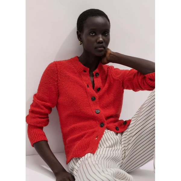 Cotton Linen Bouclé – luxury British Red in Me and Em exclusively at Luxury Shoes 