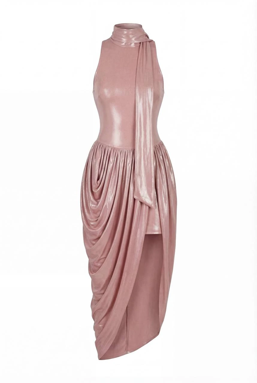 Milla Dress with Halter Neck and Wet Effect - Dresses - Ukrainian Luxury Evening Gown at Luxury Shoes Milla Dress with Halter Neck and Wet Effect - Dresses - Ukrainian Luxury Evening Gown at Luxury Shoes