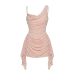 Milla Misty Rose Fitted Mini Dress With Draping - Dresses - Ukrainian Luxury Evening Gown at Luxury Shoes Milla Misty Rose Fitted Mini Dress With Draping - Dresses - Ukrainian Luxury Evening Gown at Luxury Shoes