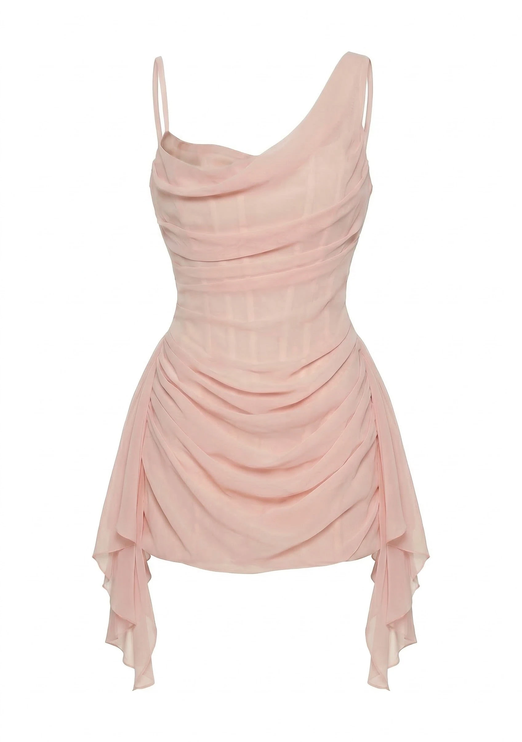Milla Misty Rose Fitted Mini Dress With Draping - Dresses - Ukrainian Luxury Evening Gown at Luxury Shoes Milla Misty Rose Fitted Mini Dress With Draping - Dresses - Ukrainian Luxury Evening Gown at Luxury Shoes