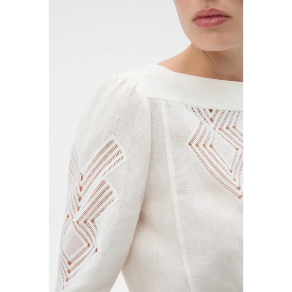 Oroton Drawn Thread Detail Blouse - Oroton Tops - Australian Heritage Luxury - Shop at Luxury Shoes 
