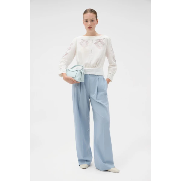 Oroton Drawn Thread Detail Blouse - Oroton Tops - Australian Heritage Luxury - Shop at Luxury Shoes 