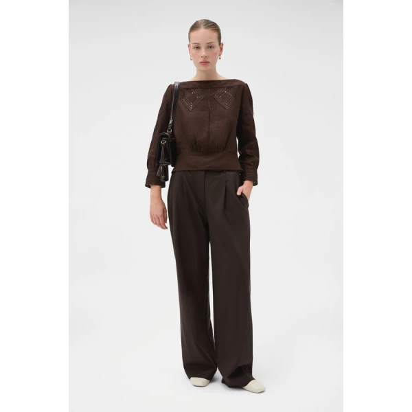 Oroton Drawn Thread Detail Blouse - Oroton Tops - Australian Heritage Luxury - Shop at Luxury Shoes 
