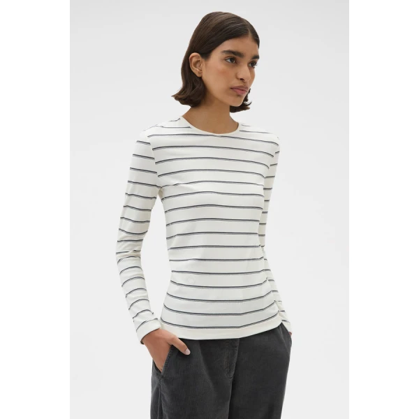Oroton Eve Fine Rib Long Sleeve Stripe Tee - Oroton Tops - Australian Heritage Luxury - Shop at Luxury Shoes 