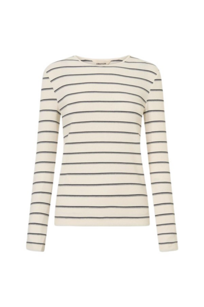 Oroton Eve Fine Rib Long Sleeve Stripe Tee - Oroton Tops - Australian Heritage Luxury - Shop at Luxury Shoes 