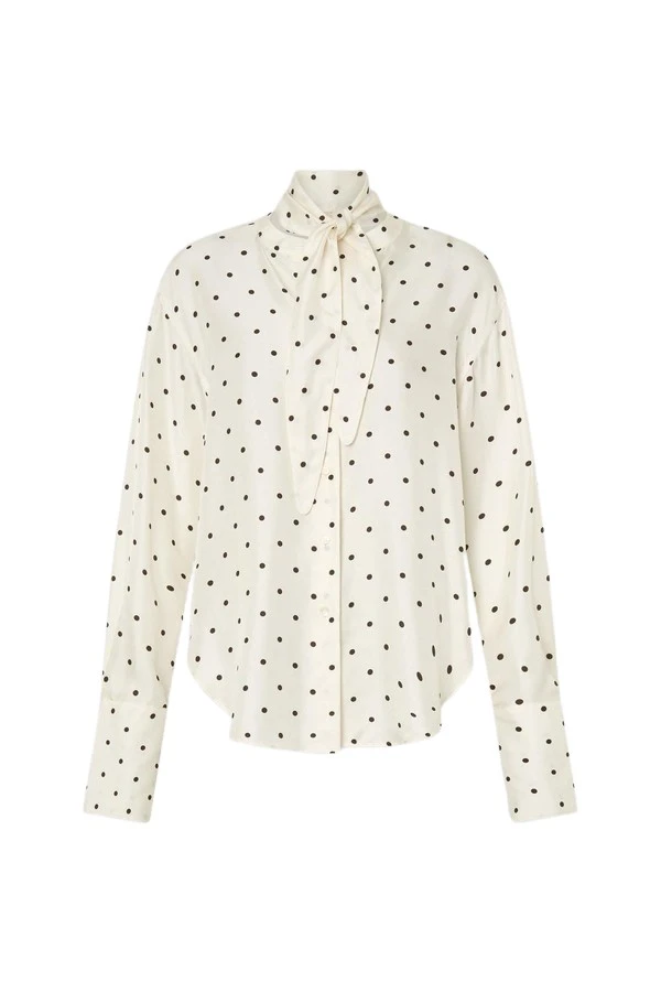 Oroton-Graphic-Spot-Tie-Neck-Shirt67452_nobg Oroton Graphic Spot Tie Neck Shirt - Oroton Tops - Australian Heritage Luxury - Shop at Luxury Shoes