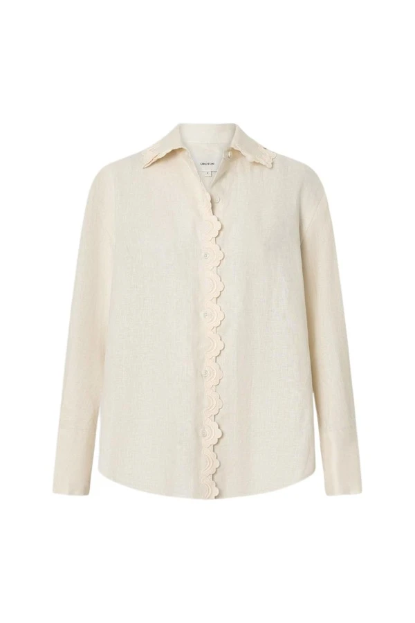 Oroton-Lace-Trim-Shirt-696998_nobg Oroton Lace Trim Shirt - Oroton Tops - Australian Heritage Luxury - Shop at Luxury Shoes
