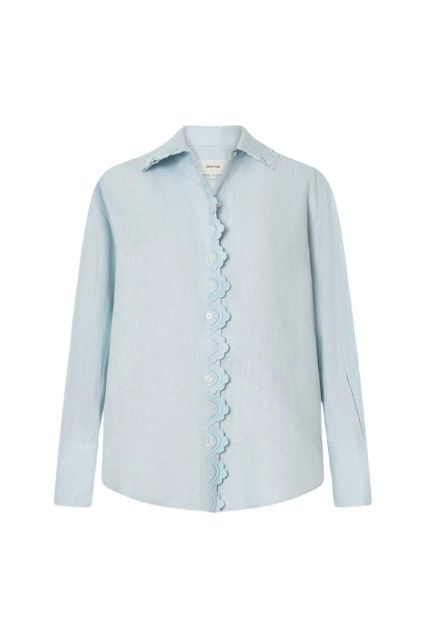 Oroton-Lace-Trim-Shirt64425_nobg Oroton Lace Trim Shirt - Oroton Tops - Australian Heritage Luxury - Shop at Luxury Shoes
