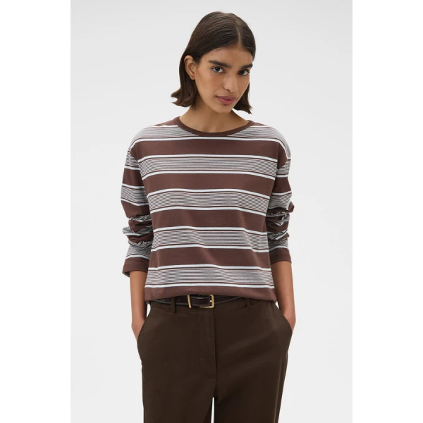 Oroton Long Sleeve Stripe Tee - Oroton Tops - Australian Heritage Luxury - Shop at Luxury Shoes 