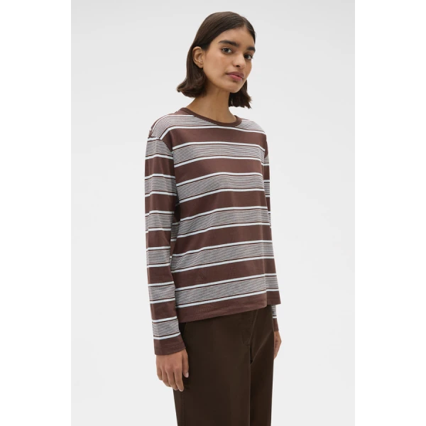 Oroton Long Sleeve Stripe Tee - Oroton Tops - Australian Heritage Luxury - Shop at Luxury Shoes 