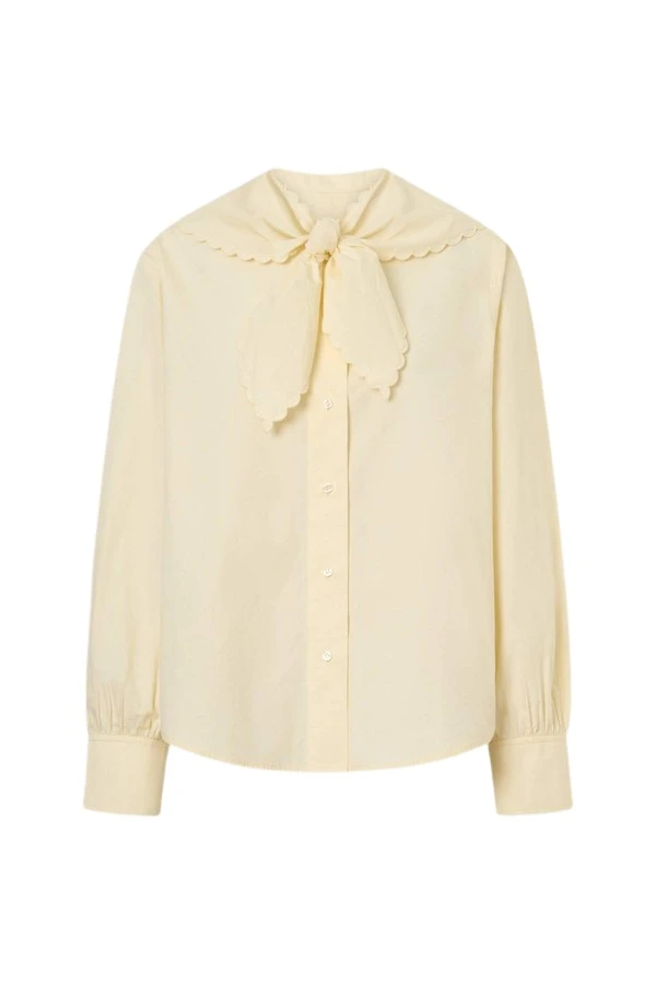 Oroton-Scallop-Tie-Neck-Shirt59217_nobg Oroton Scallop Tie Neck Shirt - Oroton Tops - Australian Heritage Luxury - Shop at Luxury Shoes