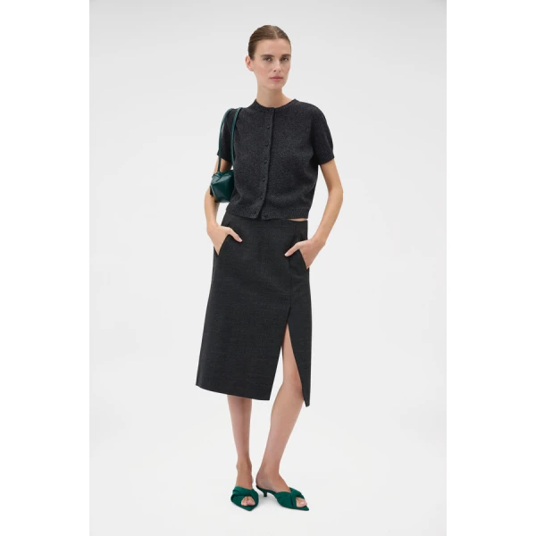Oroton Short Sleeve Crew Cardigan - Oroton Knitwear - Australian Heritage Luxury - Shop at Luxury Shoes 