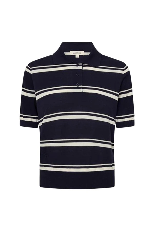 Oroton-Short-Sleeve-Stripe-Knit-Polo80654_nobg Oroton Short Sleeve Stripe Knit Polo - Oroton Tops - Australian Heritage Luxury - Shop at Luxury Shoes