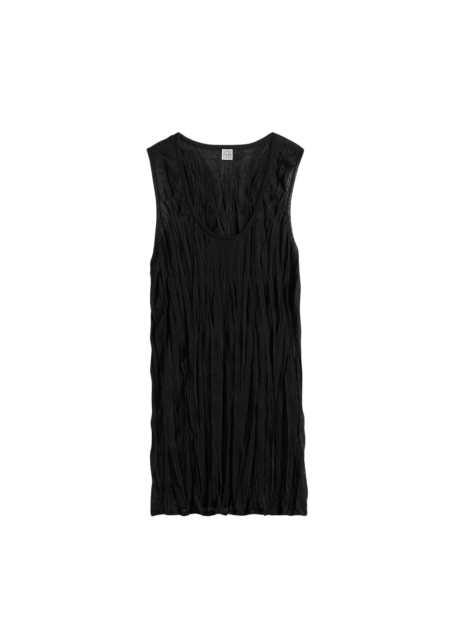 Toteme-Crinkled-Knit-Tank-Black48377_nobg Toteme Tops with minimalist design at Luxury Shoes