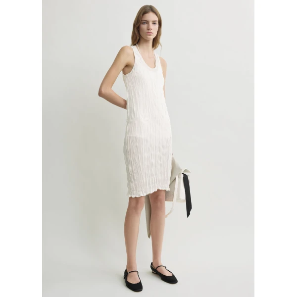 Crinkled Knit Tank Dress Black - Image 5