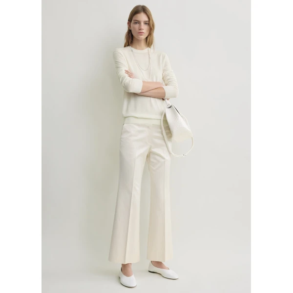 Kick Flare Raw-Edge Trousers Stone - Image 5