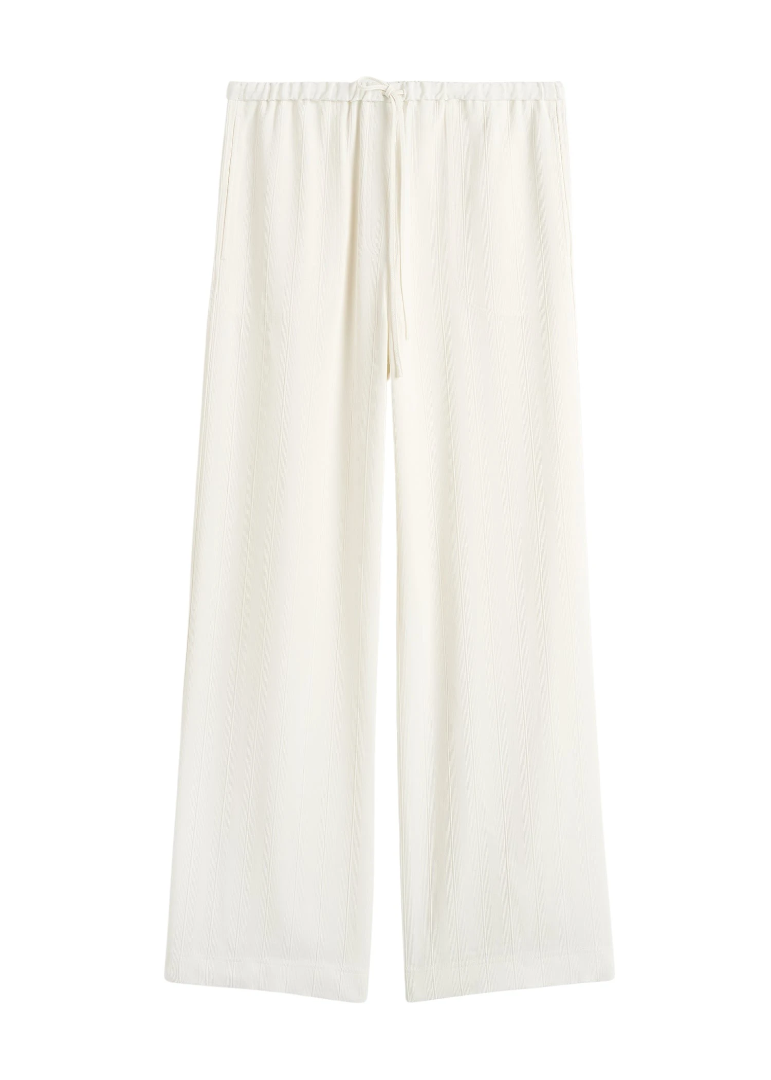 Toteme-Woven-Stripe-Drawstring-Trousers-Meringue68449_nobg Toteme Pants with minimalist design at Luxury Shoes