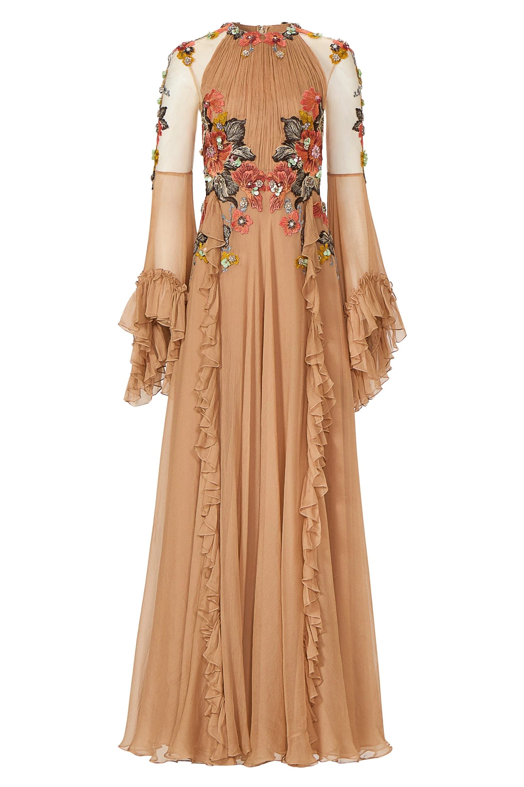 Zilara-Crinkle-Silk-Chiffon-Gown-Costarellos-Dresses92717_nobg Costarellos Dresses - Romantic Greek Lace - Shop at Luxury Shoes