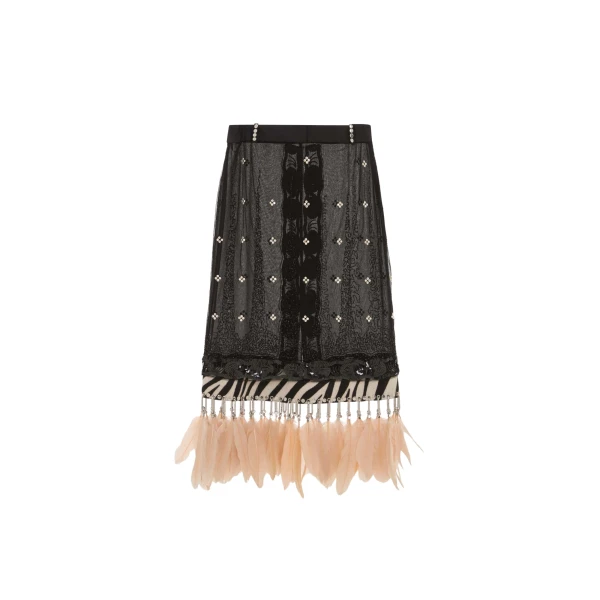 Elevate your elegance in this 16Arlington Skirts from the luxury feather dress edit