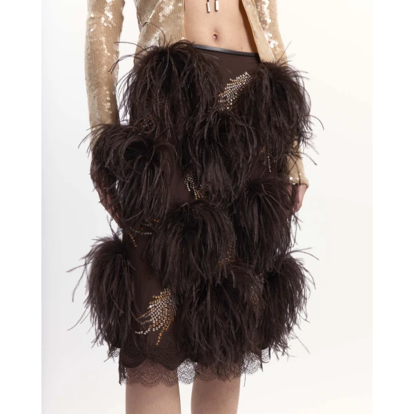 Elevate your elegance in this 16Arlington Skirts from the luxury feather dress edit