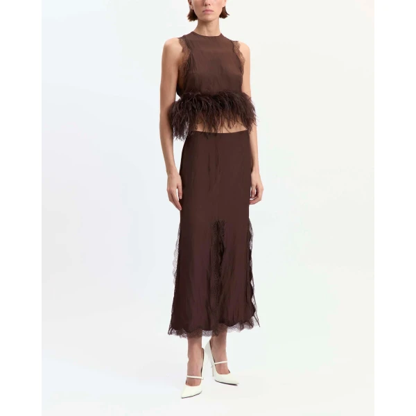 Elevate your elegance in this 16Arlington Tops from the luxury feather dress edit