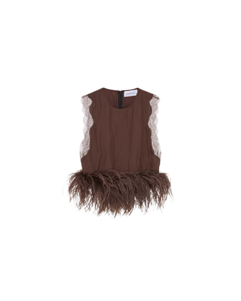 Elevate your elegance in this 16Arlington Tops from the luxury feather dress edit