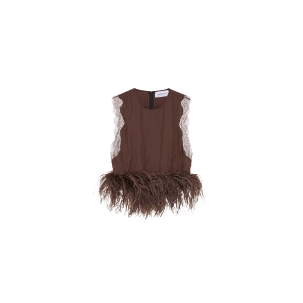 Elevate your elegance in this 16Arlington Tops from the luxury feather dress edit