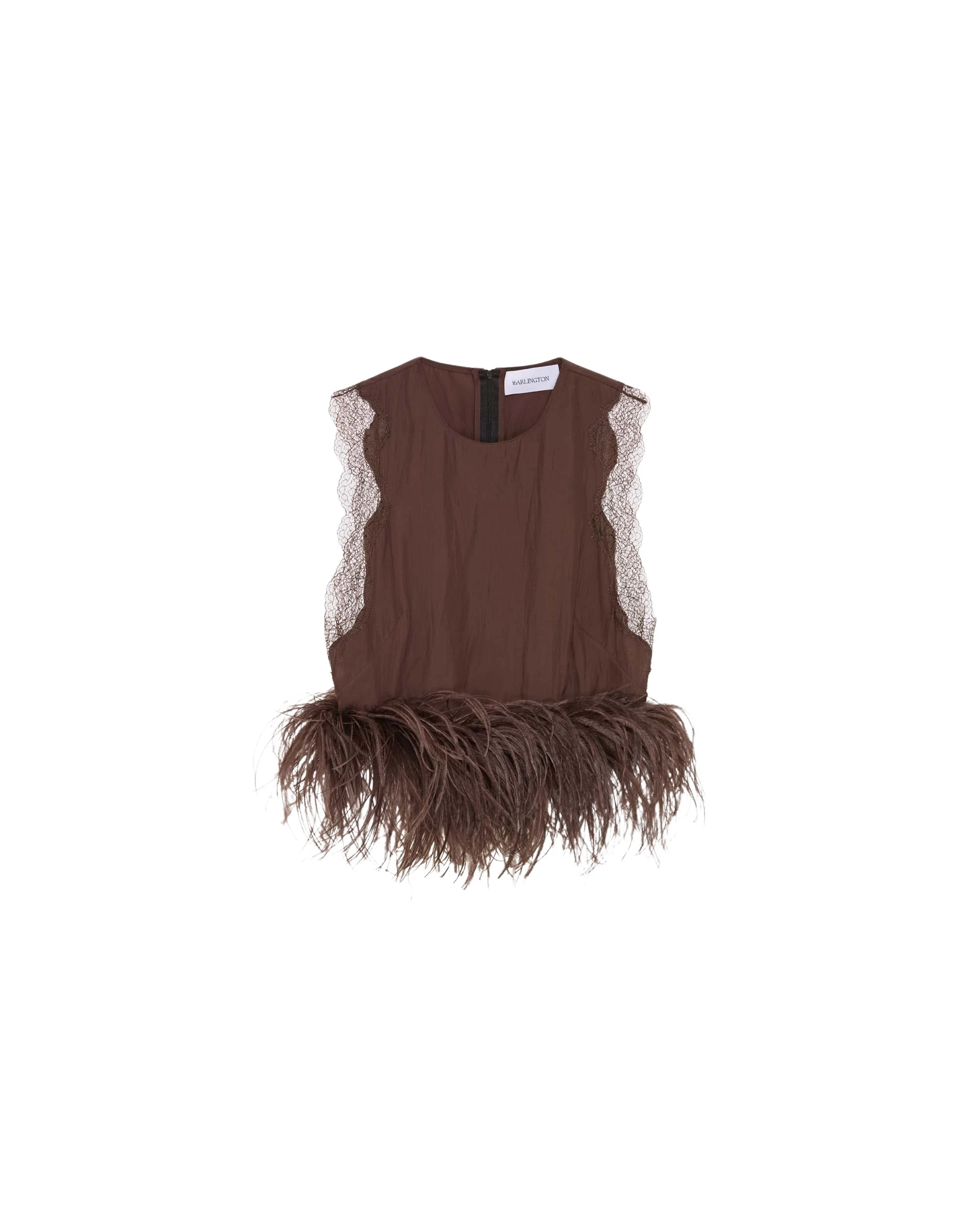 16Arlington-Dickens-Top-In-Satin-coveti96994_nobg Elevate your elegance in this 16Arlington Tops from the luxury feather dress edit