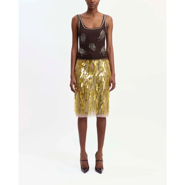 Elevate your elegance in this 16Arlington Skirts from the luxury feather dress edit