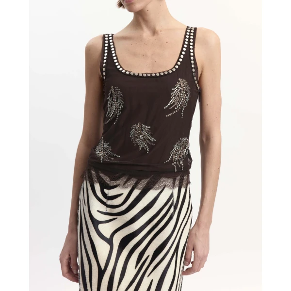 Elevate your elegance in this 16Arlington Tops from the luxury feather dress edit