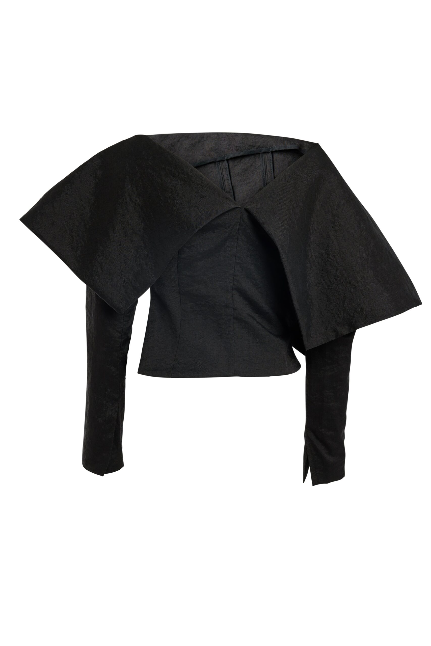 awake mode Tops A.W.A.K.E. MODE Asymmetric Oversized Collar Top Black - Tops - Conceptual Avant-Garde Fashion at Luxury Shoes