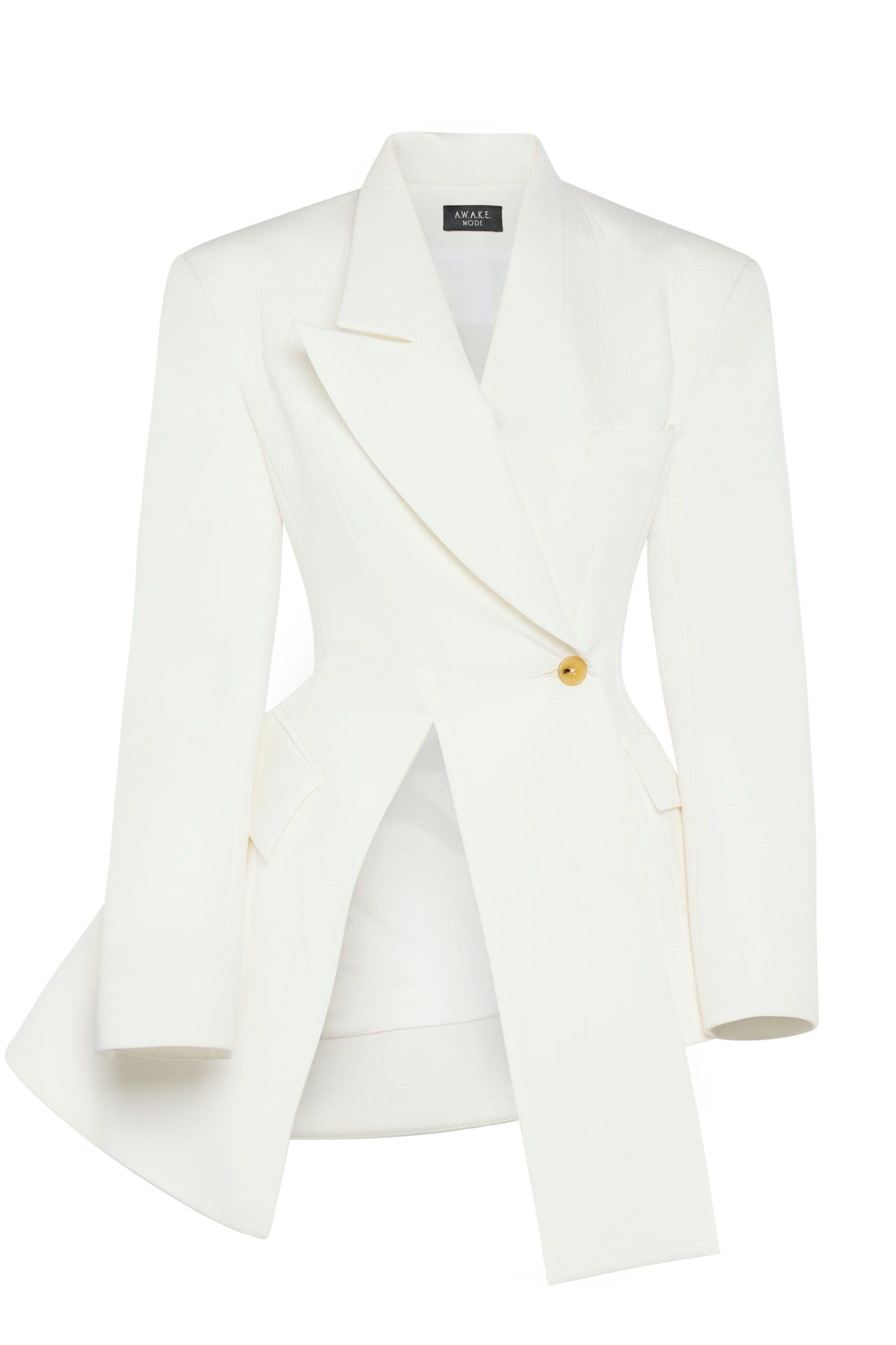 awake mode Jackets A.W.A.K.E. MODE Asymmetric Volume-Contrast Jacket White - Jackets - Conceptual Avant-Garde Fashion at Luxury Shoes