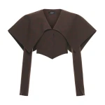 awake mode Jackets A.W.A.K.E. MODE Cropped Jacket With Collar Brown Check - Jackets - Conceptual Avant-Garde Fashion at Luxury Shoes
