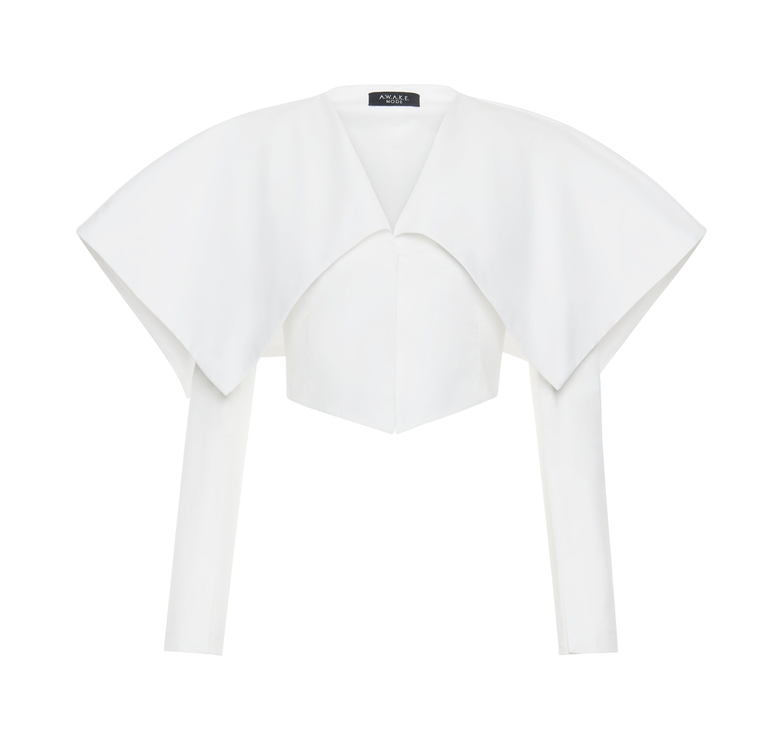 awake mode Jackets A.W.A.K.E. MODE Cropped Jacket With Collar White - Jackets - Conceptual Avant-Garde Fashion at Luxury Shoes
