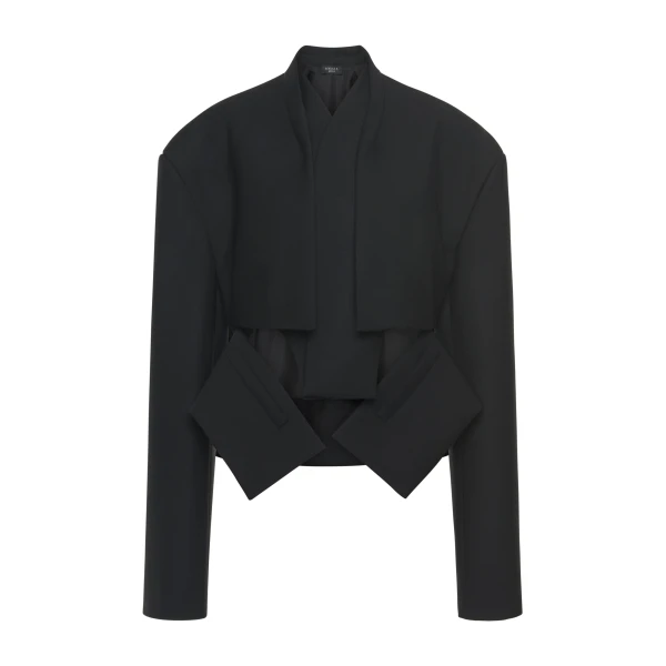 A.W.A.K.E. MODE Cropped Jacket With Insert Black - Jackets - Conceptual Avant-Garde Fashion at Luxury Shoes 