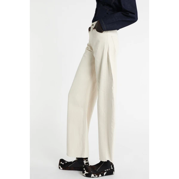 A.W.A.K.E. MODE Denim Jeans With Inserts Ecru - Pants - Conceptual Avant-Garde Fashion at Luxury Shoes 