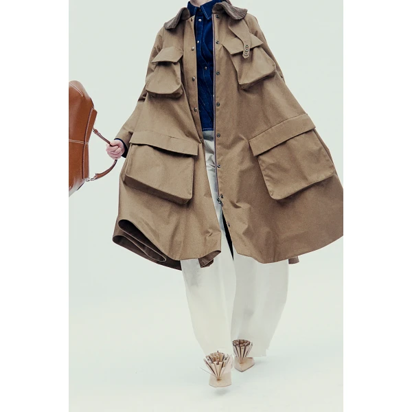 A.W.A.K.E. MODE Denim Jeans With Inserts Ecru - Pants - Conceptual Avant-Garde Fashion at Luxury Shoes 