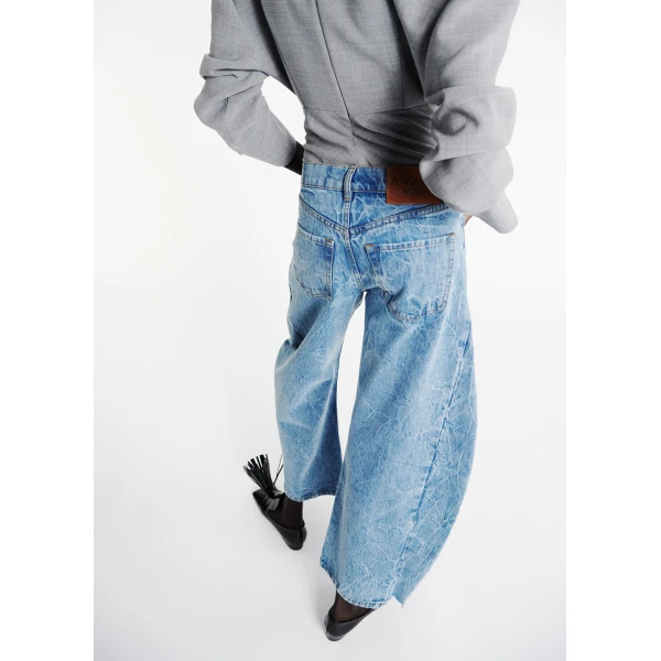A.W.A.K.E. MODE Denim Jeans With Inserts Indigo Acid Wash - Pants - Conceptual Avant-Garde Fashion at Luxury Shoes 