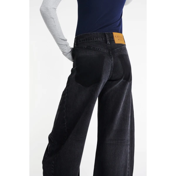 A.W.A.K.E. MODE Denim Jeans With Inserts Washed Black - Pants - Conceptual Avant-Garde Fashion at Luxury Shoes 