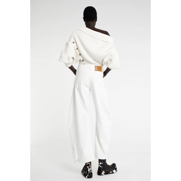 A.W.A.K.E. MODE Denim Jeans With Inserts White - Pants - Conceptual Avant-Garde Fashion at Luxury Shoes 