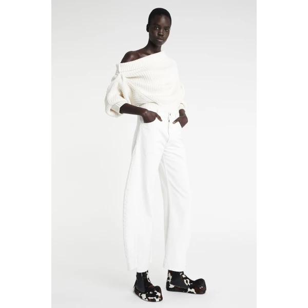 A.W.A.K.E. MODE Denim Jeans With Inserts White - Pants - Conceptual Avant-Garde Fashion at Luxury Shoes 