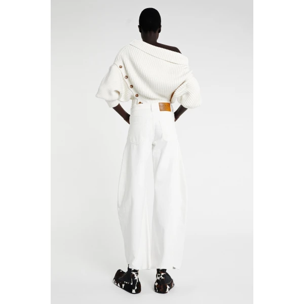 A.W.A.K.E. MODE Denim Jeans With Inserts White - Pants - Conceptual Avant-Garde Fashion at Luxury Shoes 