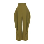A.W.A.K.E. MODE High Rise Rounded Pant Khaki Green - Pants - Conceptual Avant-Garde Fashion at Luxury Shoes 