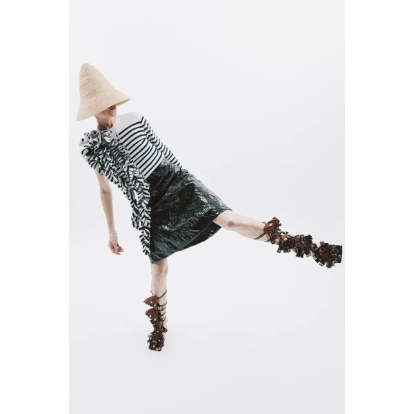 A.W.A.K.E. MODE Knee-Length A-Line Skirt Black - Skirts - Conceptual Avant-Garde Fashion at Luxury Shoes 