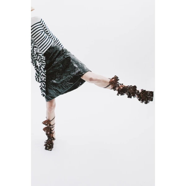 A.W.A.K.E. MODE Knee-Length A-Line Skirt Black - Skirts - Conceptual Avant-Garde Fashion at Luxury Shoes 