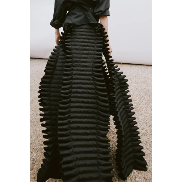 A.W.A.K.E. MODE Laminary Skirt Black - Skirts - Conceptual Avant-Garde Fashion at Luxury Shoes 