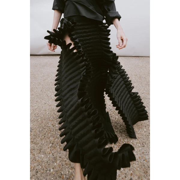 A.W.A.K.E. MODE Laminary Skirt Black - Skirts - Conceptual Avant-Garde Fashion at Luxury Shoes 