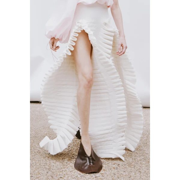 A.W.A.K.E. MODE Laminary Skirt Off White - Skirts - Conceptual Avant-Garde Fashion at Luxury Shoes 