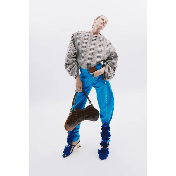 A.W.A.K.E. MODE Mirror Jeans With Side Inserts Bright Blue - Pants - Conceptual Avant-Garde Fashion at Luxury Shoes 