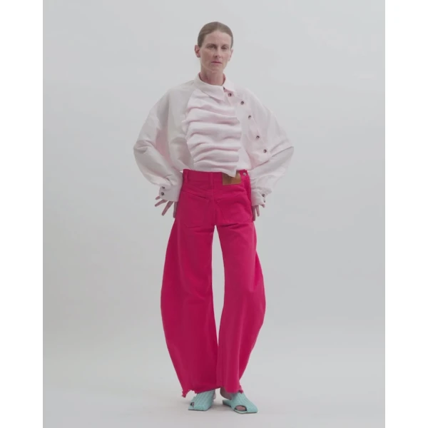 A.W.A.K.E. MODE Mirror Jeans With Side Inserts Red - Pants - Conceptual Avant-Garde Fashion at Luxury Shoes 